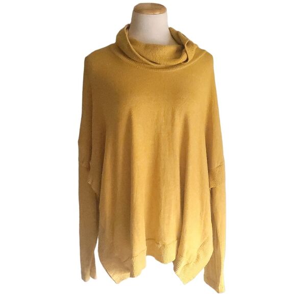 Anthropologie Postmark Lassen Cowl Neck Pullover Oversized Yellow Women's Large - Picture 2 of 13